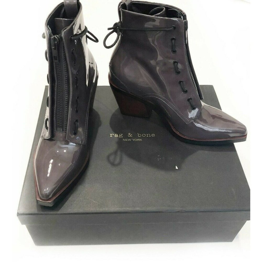 Rag & Bone Ryder Lace Up Ash Grey Boots Size 36 New